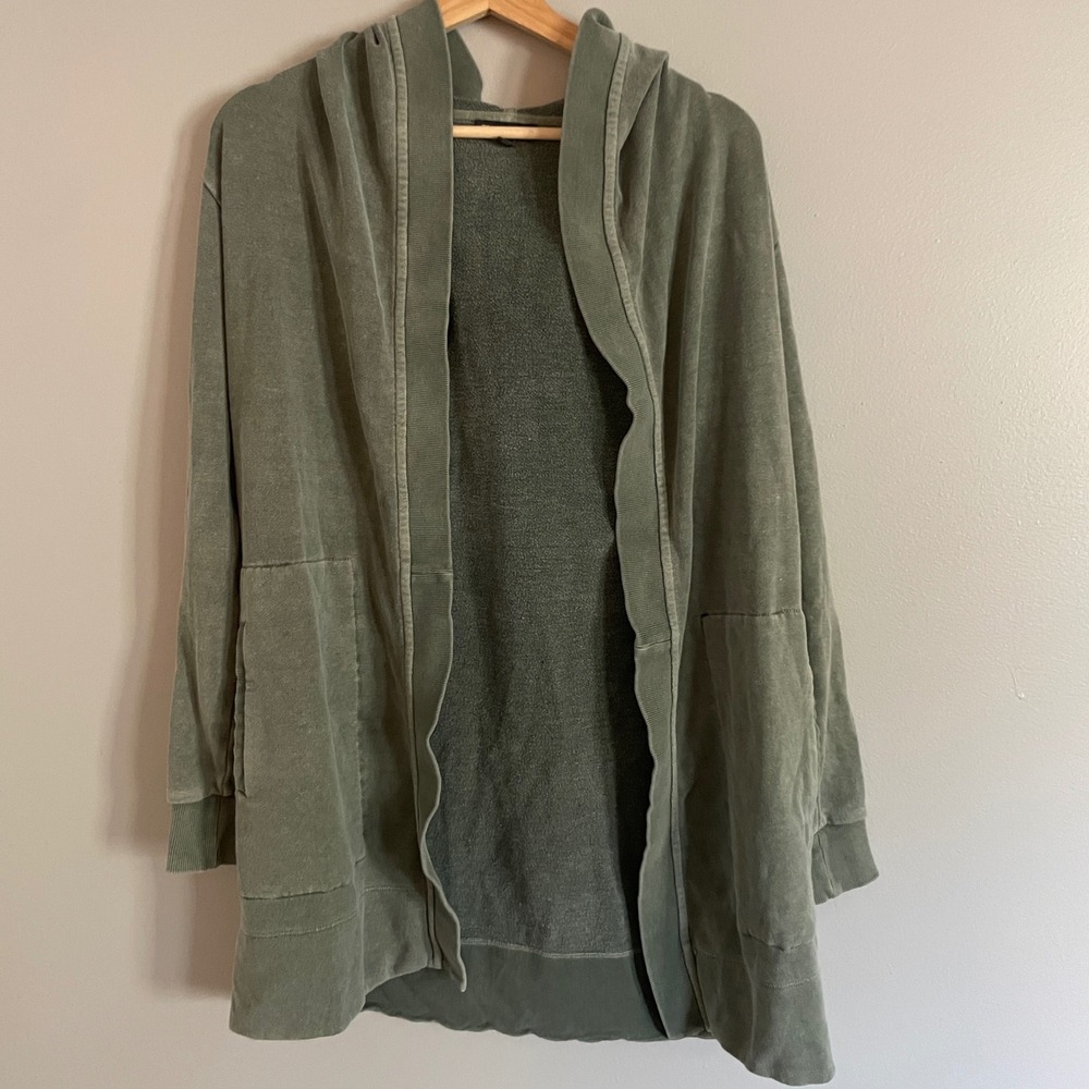 Toad&Co Open Front Hoodie Womens XS Green Hemp Cotton Blend Cardigan Gorpcore